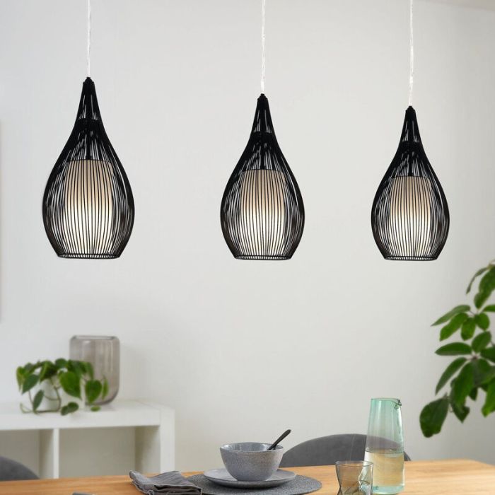Schwarze moderne Pendelleuchte Glas, Maritima