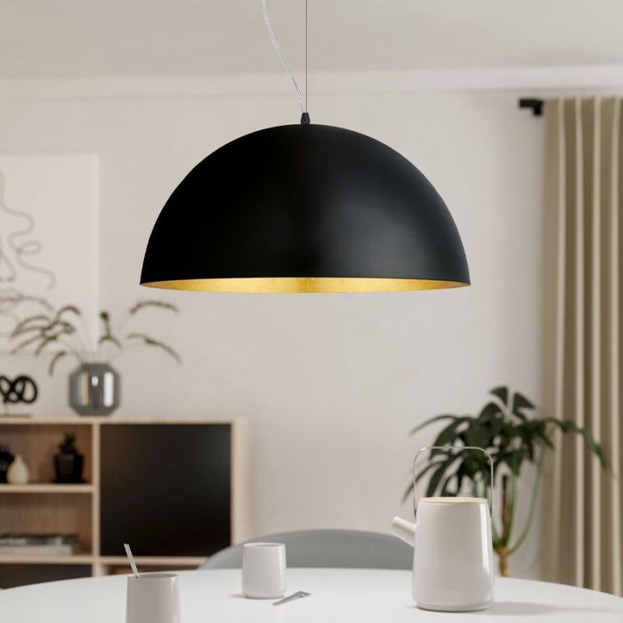 Goldene moderne Pendelleuchte Halbkugel Metall, Geneva