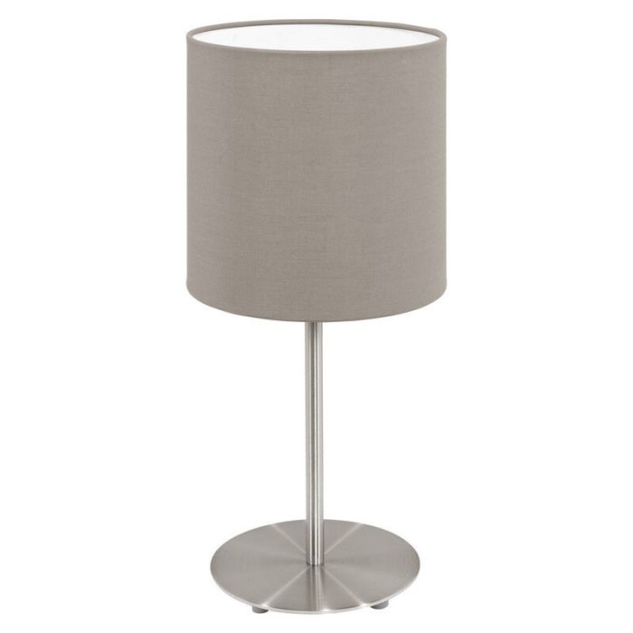 Taupe moderne Tischleuchte Stoff, Abano, mit Schalter