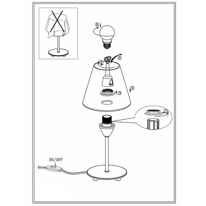 Nickel moderne Tischleuchte Glas, Asiye, mit Schalter