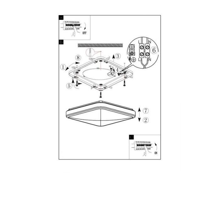 Nickel Wandleuchte Kunststoff, Beyza, 16W, 3000K LED, IP44