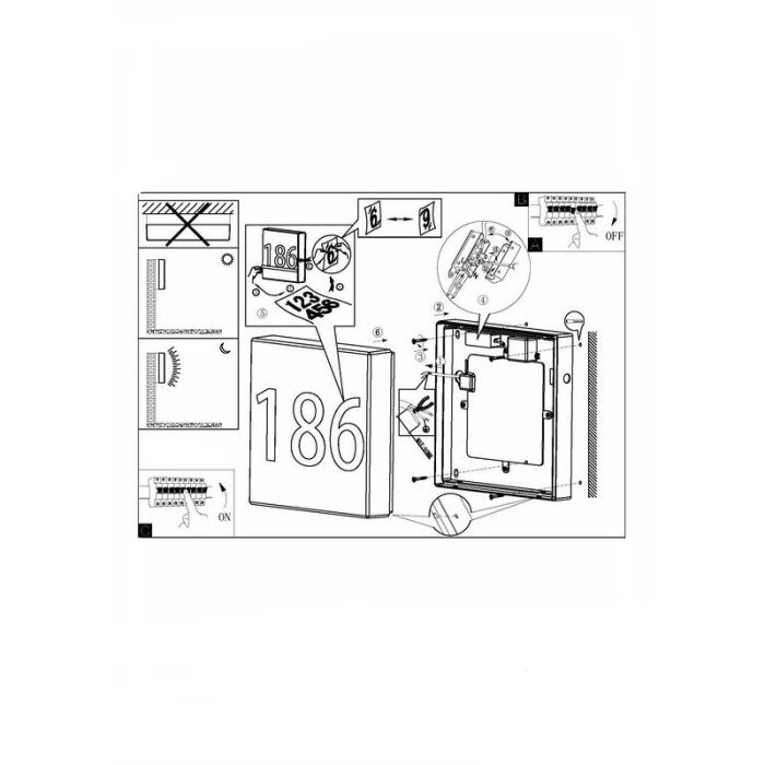 Anthrazit moderne Hausnummer Beleuchtung Kunststoff, Jim, IP44