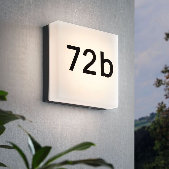 Anthrazit moderne Hausnummer Beleuchtung Kunststoff, Jim, IP44