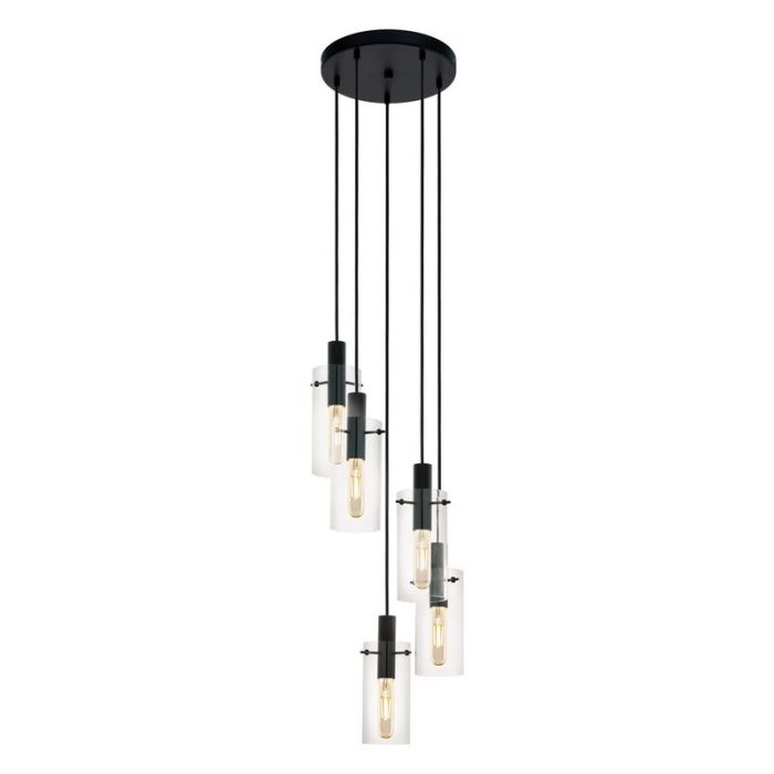 Schwarze moderne Pendelleuchte Glas, Jovanni