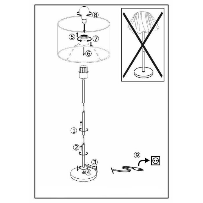 Beige moderne Stehlampe Metall, Megan, mit Schalter