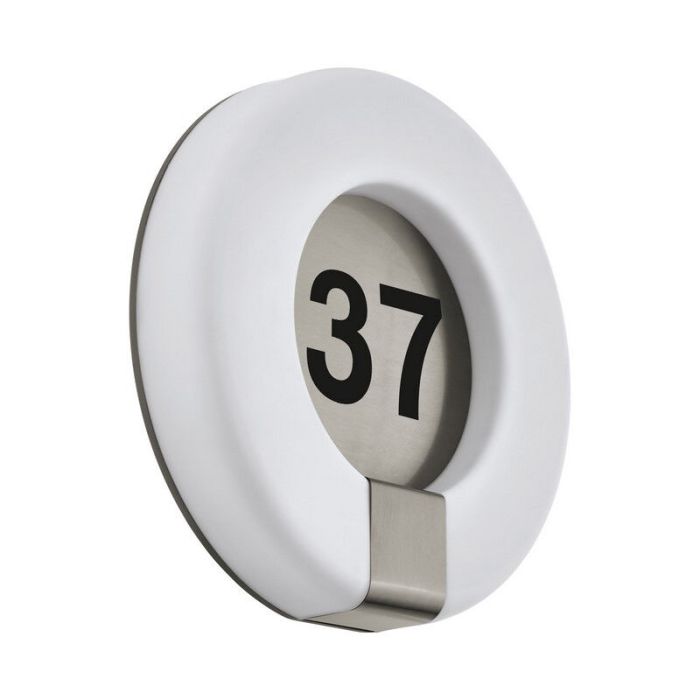 Weiße Hausnummer Beleuchtung Kunststoff, Evin, 15W, warm- bis kaltweiß einstellbare LED, IP44, mit Fernbedienung