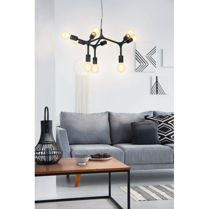 Schwarze moderne Pendelleuchte Stahl, Anjana