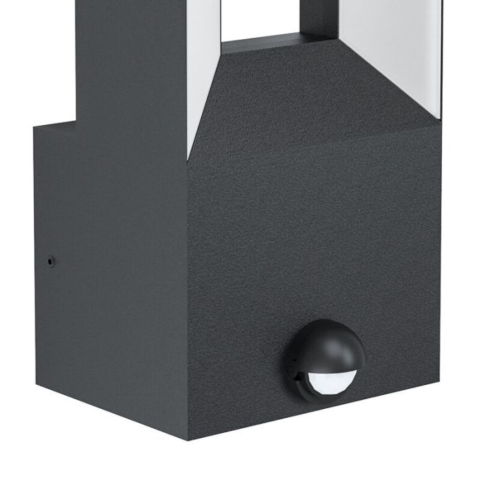 Schwarze moderne Außen Wandleuchte mit Bewegungsmelder Aluminium, Larisa, 5W, 3000K LED, IP44