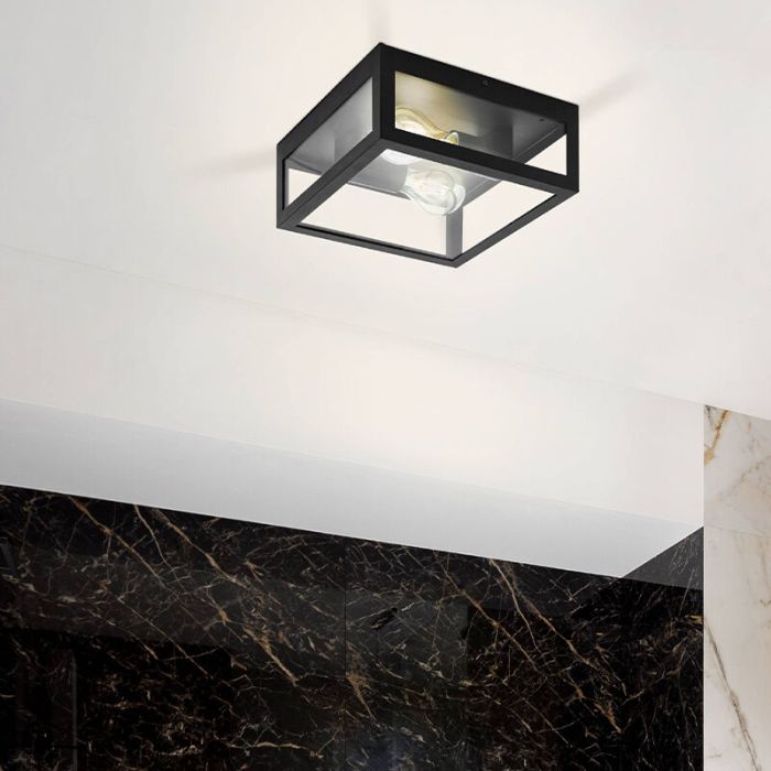 Schwarze moderne Badezimmer Deckenleuchte Glas, Amadou, IP44