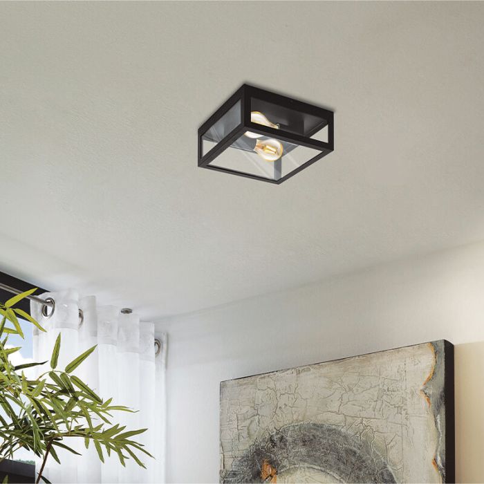 Schwarze moderne Badezimmer Deckenleuchte Glas, Amadou, IP44