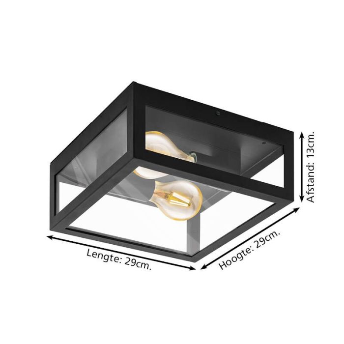 Schwarze moderne Badezimmer Deckenleuchte Glas, Amadou, IP44