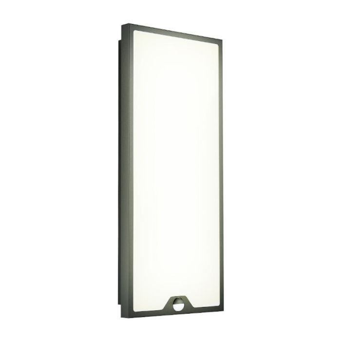 Schwarze moderne Außen Wandleuchte mit Bewegungsmelder Stahl, Lydian, 18,5W, 3000K LED, IP44