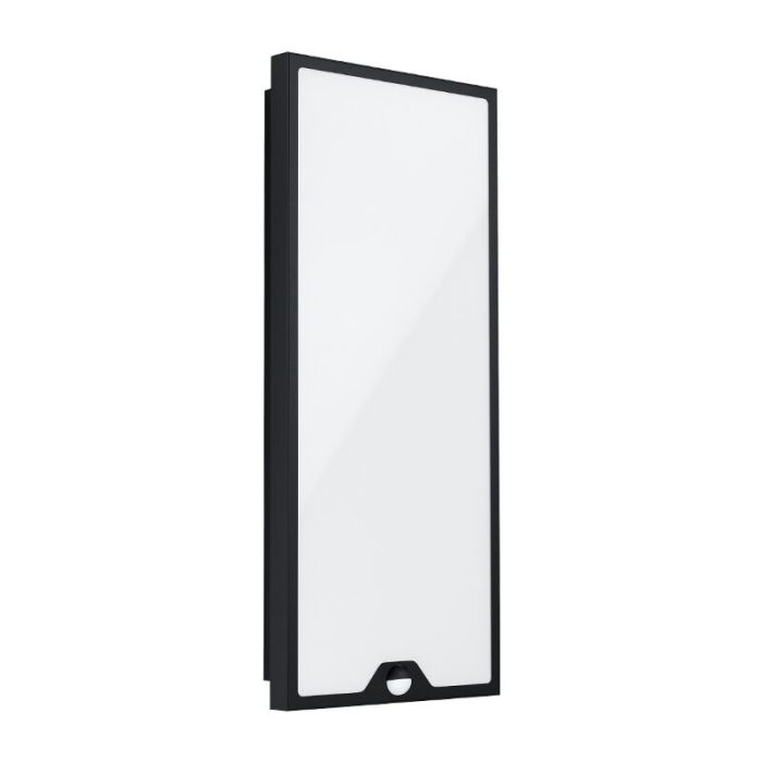Schwarze moderne Außen Wandleuchte mit Bewegungsmelder Stahl, Lydian, 18,5W, 3000K LED, IP44