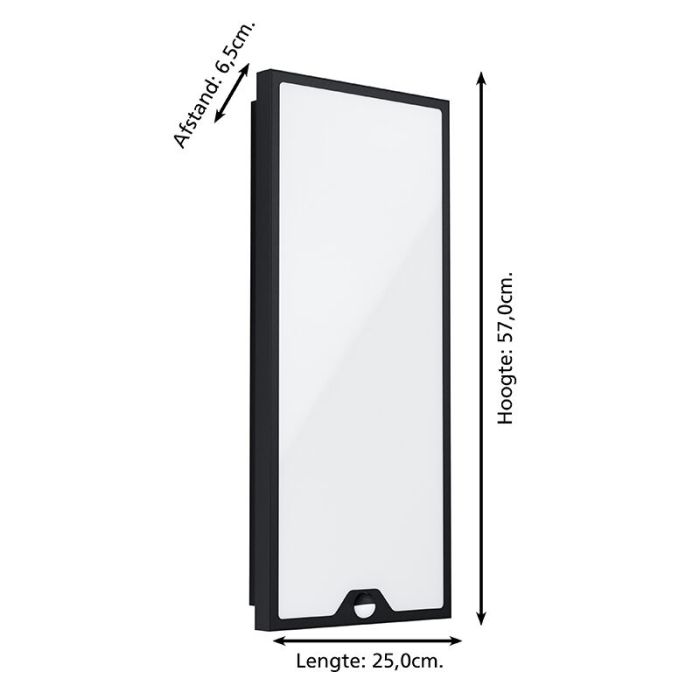 Schwarze moderne Außen Wandleuchte mit Bewegungsmelder Stahl, Lydian, 18,5W, 3000K LED, IP44