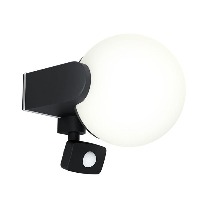 Schwarze moderne Außen Wandleuchte mit Bewegungsmelder Aluminium, Lydia, IP44