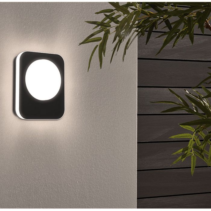 Schwarze moderne Außenleuchte Aluminium, Luut, 9W, 3000K LED, IP44