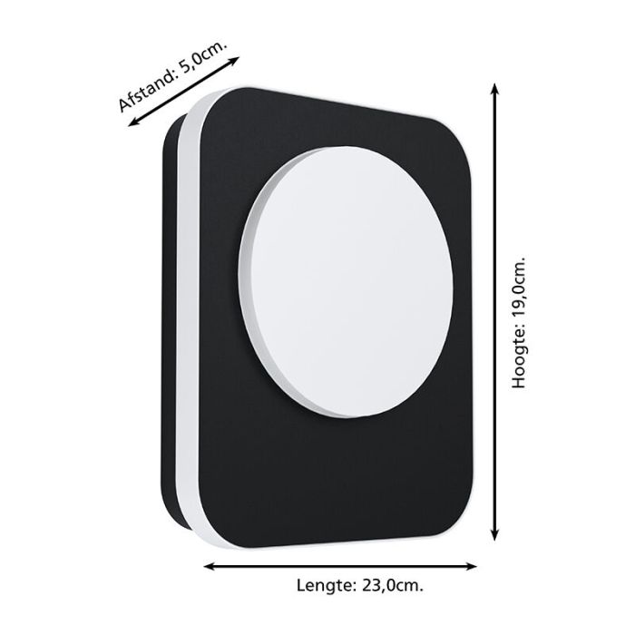 Schwarze moderne Außenleuchte Aluminium, Luut, 9W, 3000K LED, IP44