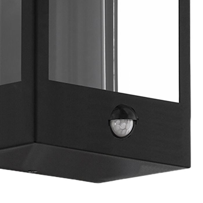 Schwarze industrielle Außen Wandleuchte mit Bewegungsmelder Stahl, Alihan, IP44