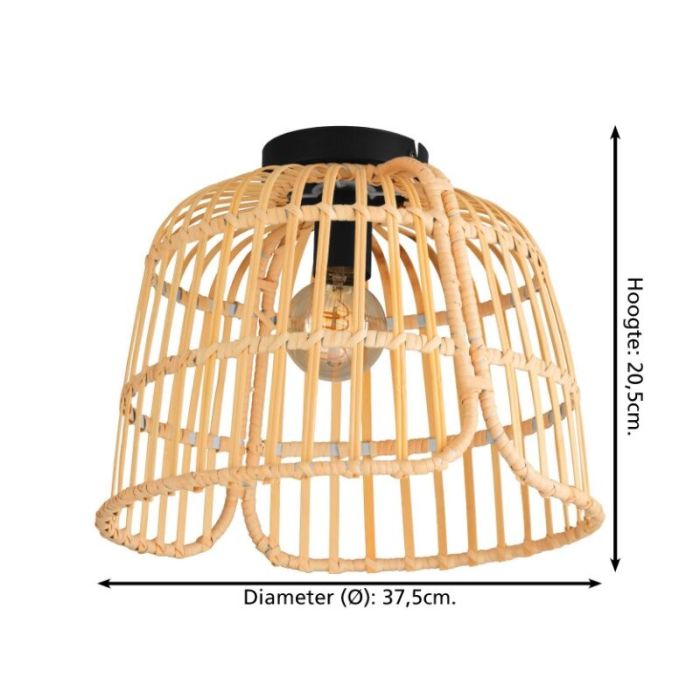 Rattan Deckenleuchte Braun, Sicco