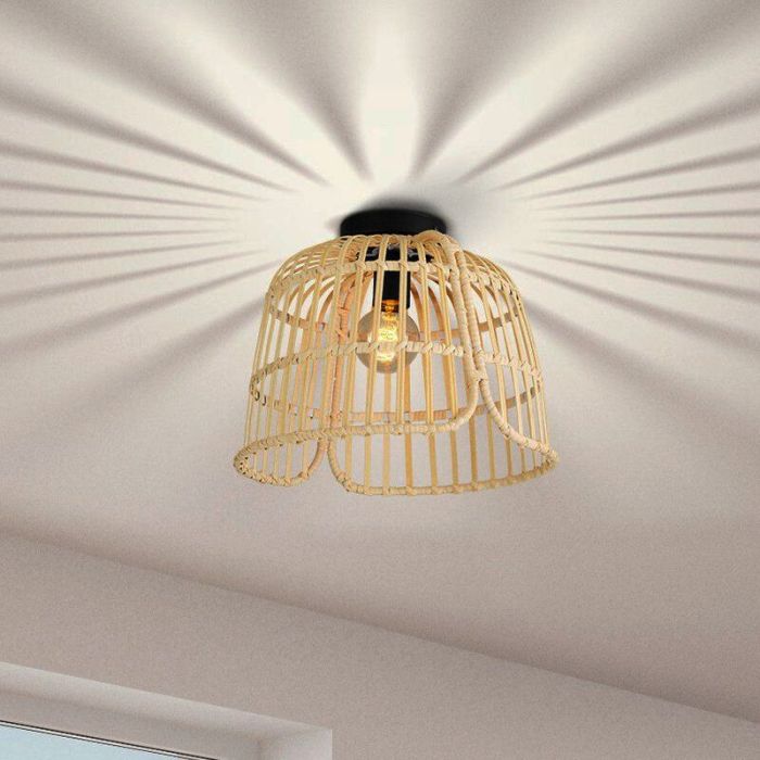 Rattan Deckenleuchte Braun, Sicco