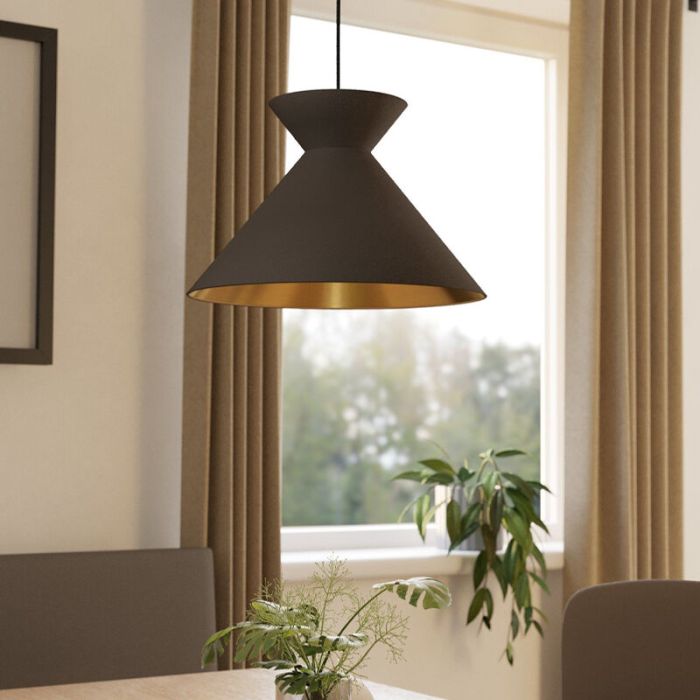 Schwarze industrielle Pendelleuchte Stoff, Jasmine