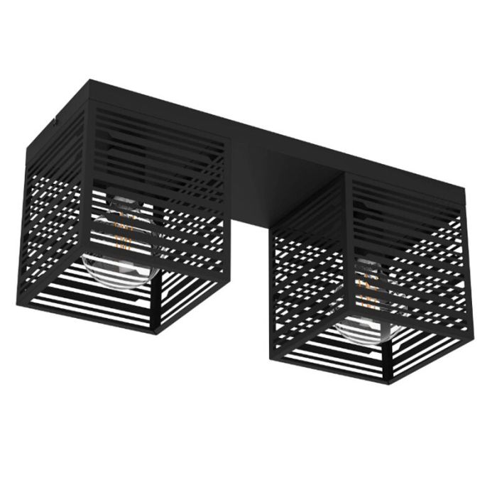 Schwarze industrielle Deckenleuchte Aluminium, Lennaert