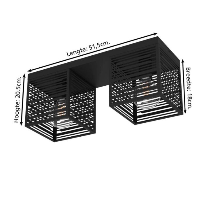 Schwarze industrielle Deckenleuchte Aluminium, Lennaert