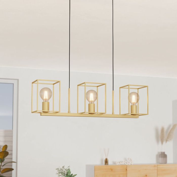Goldene industrielle Pendelleuchte Aluminium, Teis