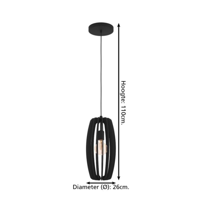 Holz Pendelleuchte Schwarz, Wilko