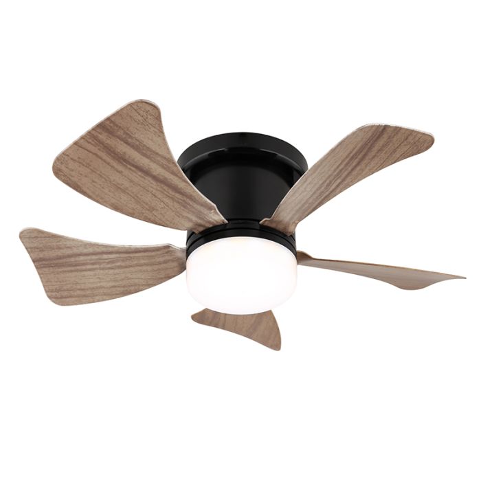 Braune moderne Deckenventilator Kunststoff, Herwin, 10W, warm- bis kaltweiß einstellbare LED, mit Fernbedienung
