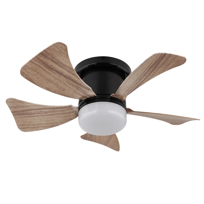 Braune moderne Deckenventilator Kunststoff, Herwin, 10W, warm- bis kaltweiß einstellbare LED, mit Fernbedienung