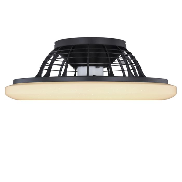 Schwarze moderne Deckenventilator Kunststoff, Joni, 40W, warm- bis kaltweiß einstellbare LED, mit Fernbedienung