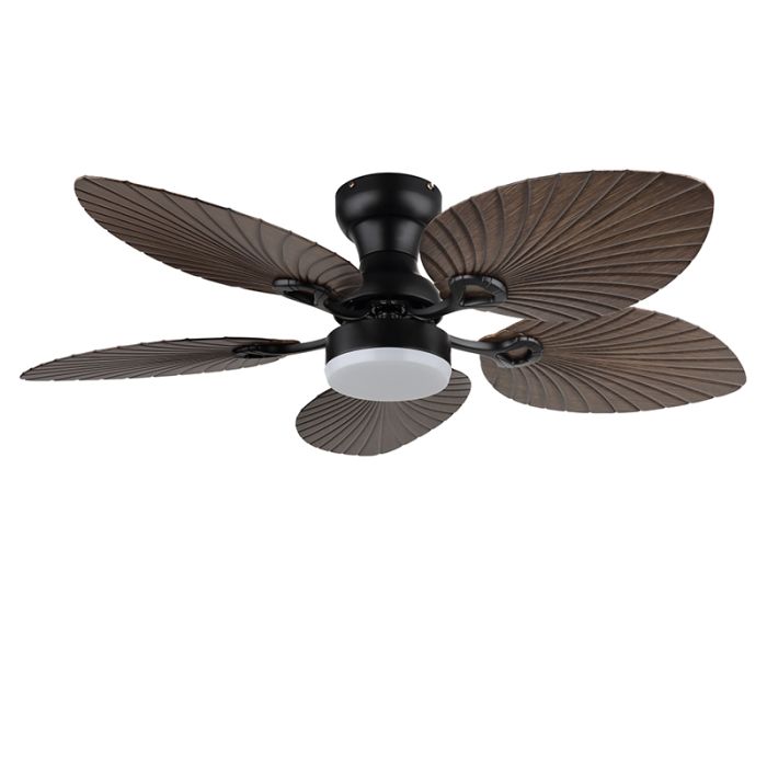 Braune landhaus Deckenventilator Metall, Naduah, 22W, White Switch LED, mit Fernbedienung