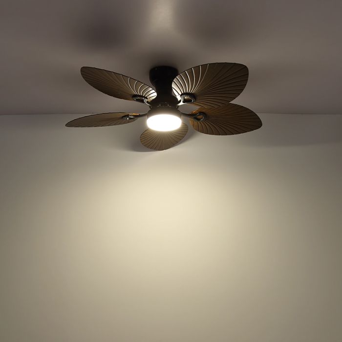 Braune landhaus Deckenventilator Metall, Naduah, 22W, White Switch LED, mit Fernbedienung