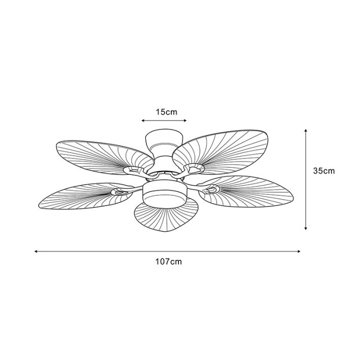 Braune landhaus Deckenventilator Metall, Naduah, 22W, White Switch LED, mit Fernbedienung