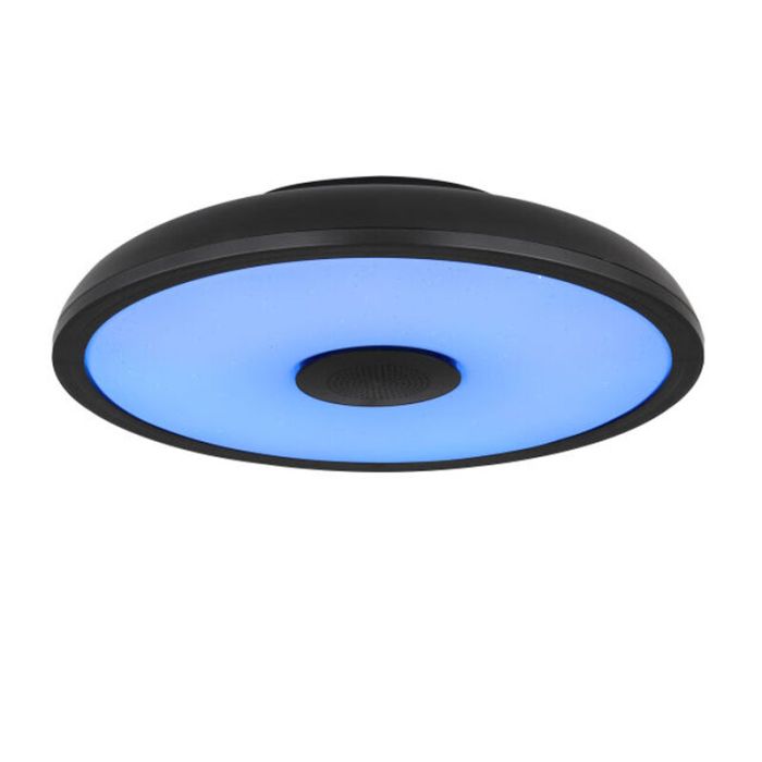 Schwarze moderne Deckenlampe Kunststoff, Musica, 18W, in Lichtfarbe einstellbare LED, IP44, mit Fernbedienung