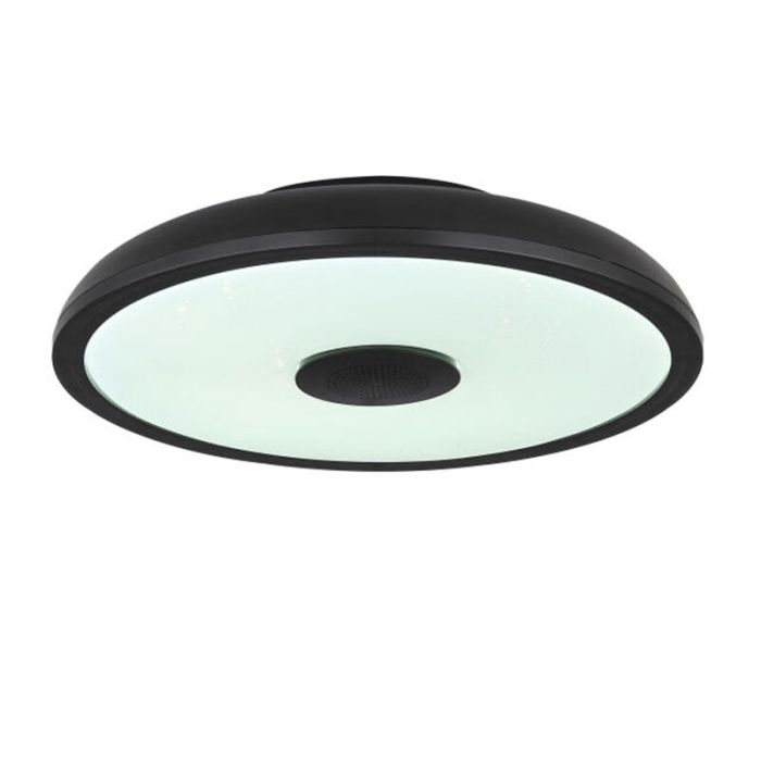 Schwarze moderne Deckenlampe Kunststoff, Musica, 18W, in Lichtfarbe einstellbare LED, IP44, mit Fernbedienung