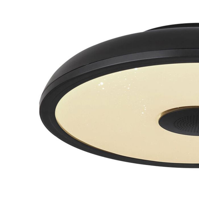 Schwarze moderne Deckenlampe Kunststoff, Musica, 18W, in Lichtfarbe einstellbare LED, IP44, mit Fernbedienung