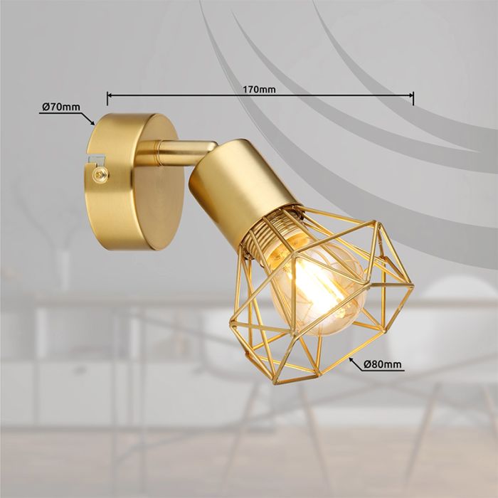 Goldene industrielle Wandstrahler Metall, Oebele