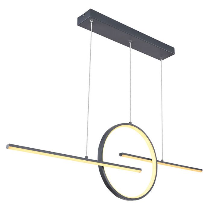 Anthrazit design Pendelleuchte Metall, Wieger, 50W, warm- bis kaltweiß einstellbare LED, mit Fernbedienung