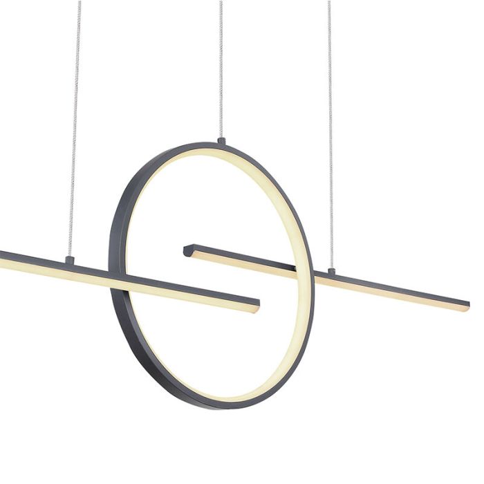 Anthrazit design Pendelleuchte Metall, Wieger, 50W, warm- bis kaltweiß einstellbare LED, mit Fernbedienung