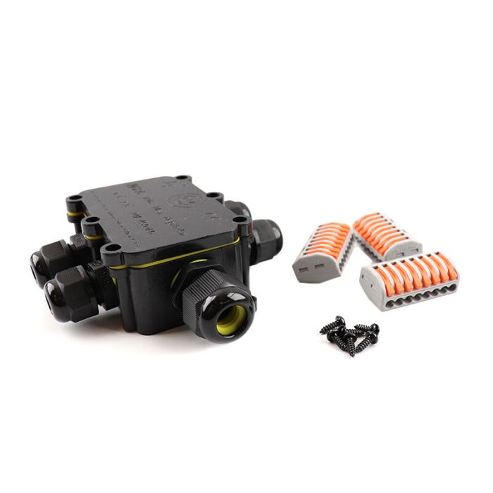Wasserdichte 6-Wege-Kabelkupplung mit innenliegendem Wago-Stecker, IP68