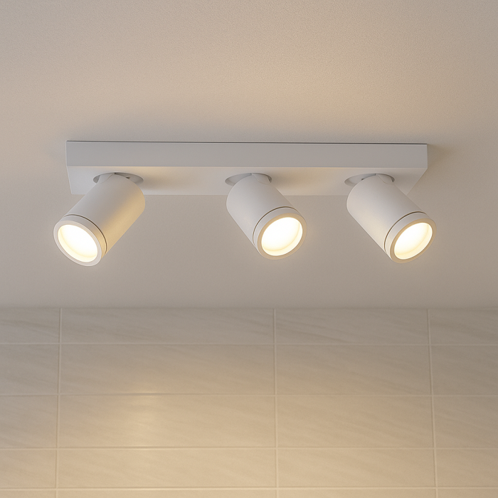 Weiße Badezimmer Deckenstrahler Kenan, 3L, modern, IP44