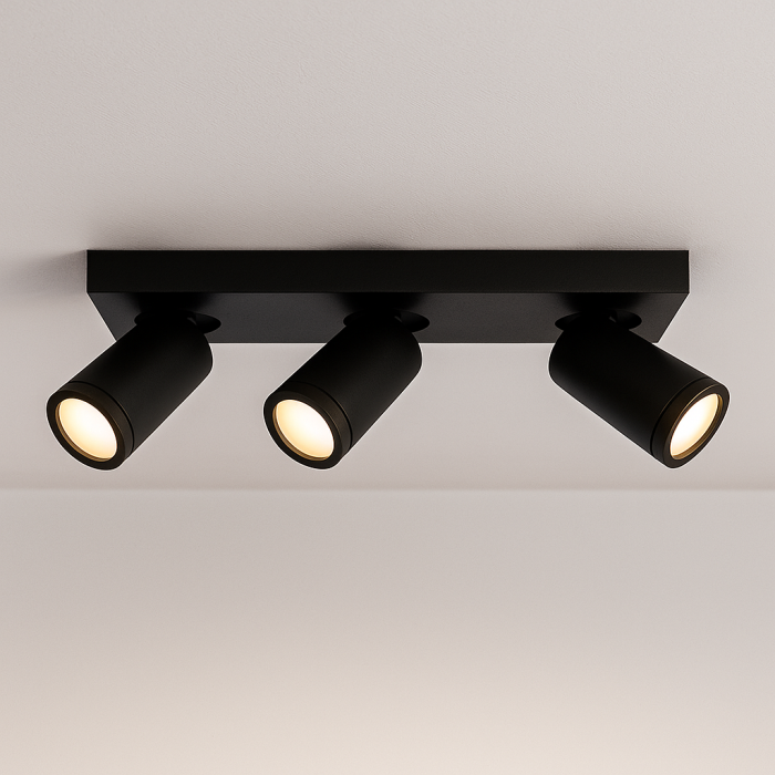 Schwarze Badezimmer Deckenstrahler Kenan, 3L, modern, IP44