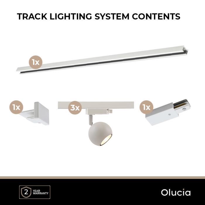 1M weißes 1 phase Schienenbeleuchtung System + 3 Alco Strahler