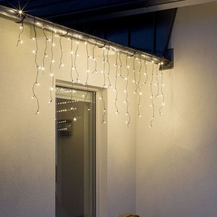 3 Meter Expansion für Verknüpfbare Eiszapfenbeleuchtung, 70 cm hoch, Warmweiß, IP44, für die Basic Serie