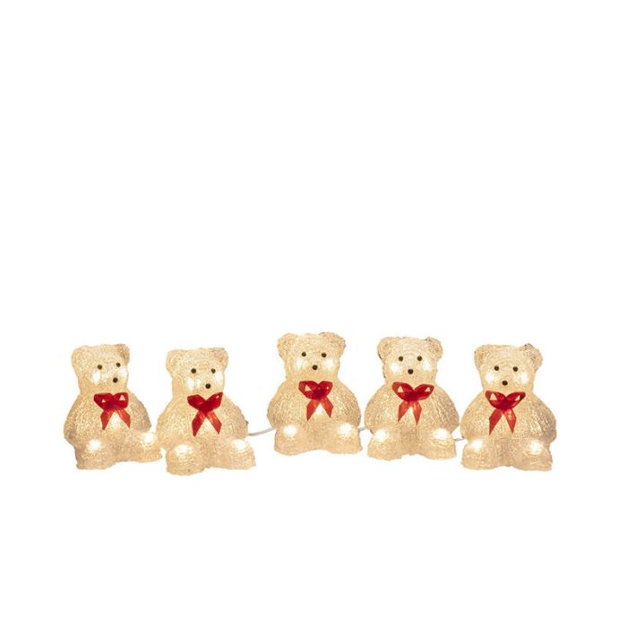 LED Eisbären mit Schleife, 3D Weihnachtsmotive - 5er Set, für den Innen- und Außenbereich