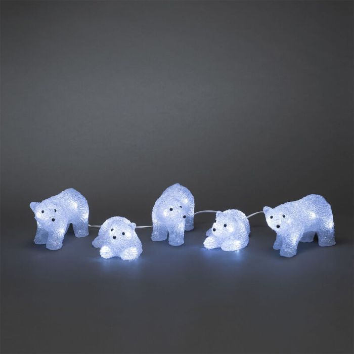 LED-Eisbären, Weihnachtsmotive - 5er-Set für den Innen- und Außenbereich