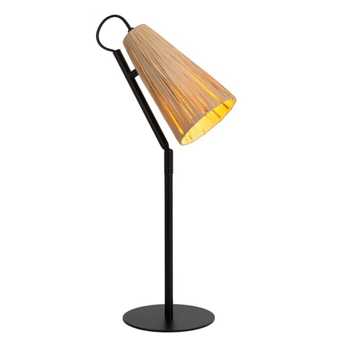 Rattan Tischleuchte Braun, Bensen, mit Schalter
