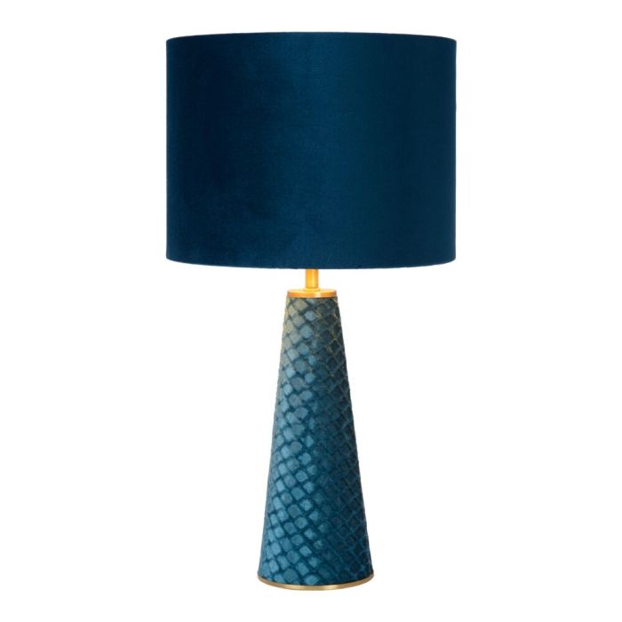 Blaue Tischleuchte Retro, Extravaganza Velvet, mit Schalter